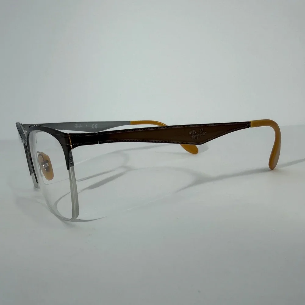 Ray-Ban RB6345 2732 Brown Silver Semi-Rimless Cat‎ Eye Optical Frames 52-17-135